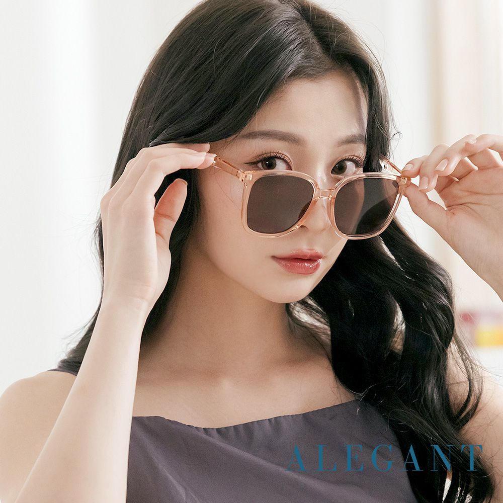 ALEGANT - 芙麗粉復古風格輕量橢圓方框墨鏡│UV400太陽眼鏡