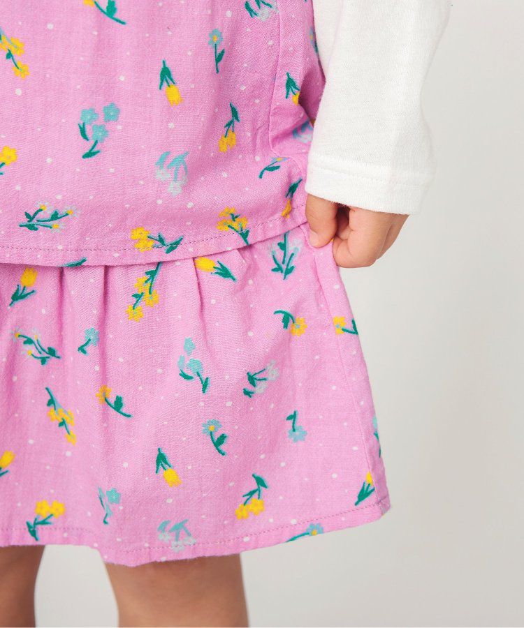 日本 BREEZE - 糖果色系滿版碎花蛋糕裙-嫩黃