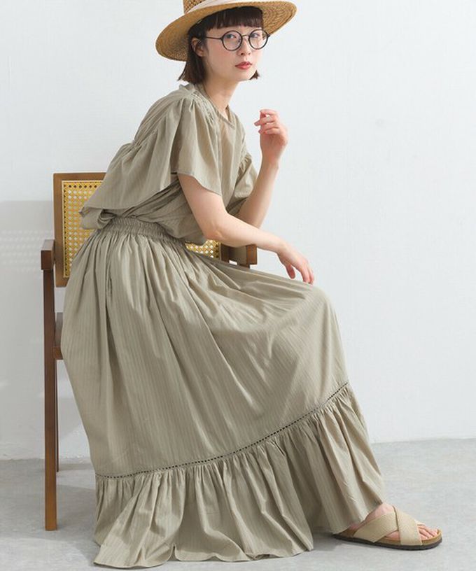 日本 Lupilien - 100%印度棉 飄逸緹花下擺鬆緊長裙-磚橘