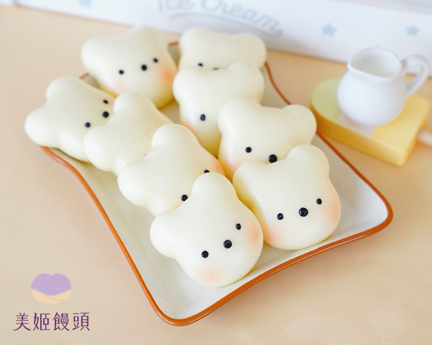 美姬饅頭 - 迷你小熊無糖鮮乳造型饅頭 (12入)-20g