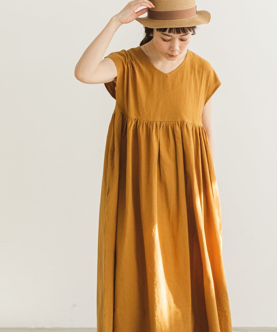 日本 PAIRMANON - 前後兩穿寬鬆短袖洋裝(媽媽)-素色-墨綠 (FREE)