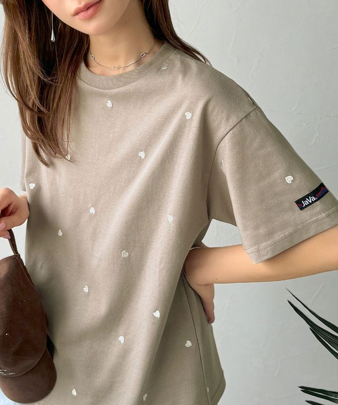 日本 Classical Elf - Java 小巧愛心刺繡短袖上衣-白底x紅