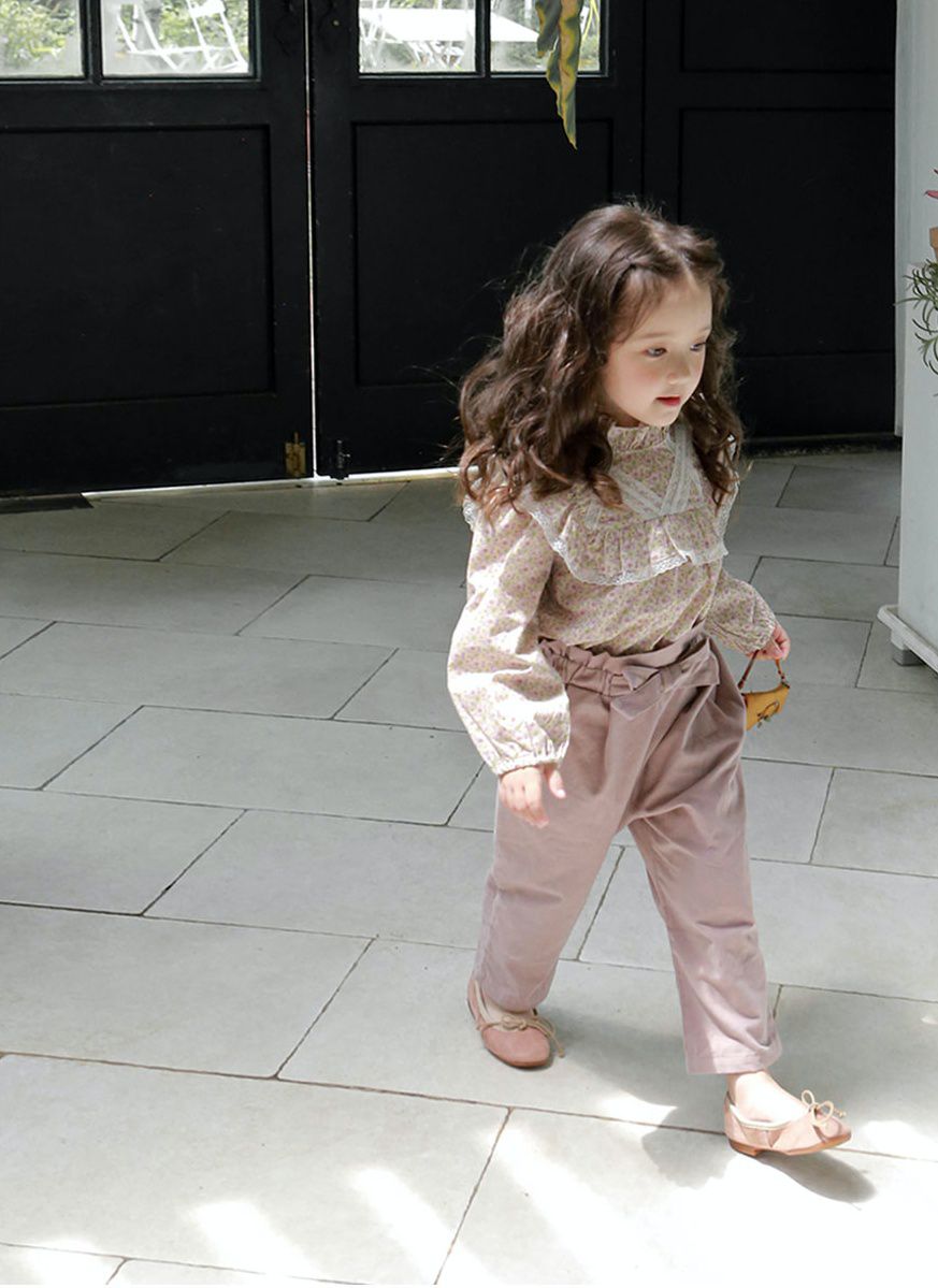 韓國 Puellaflo - 蝴蝶結花苞褲-藕粉