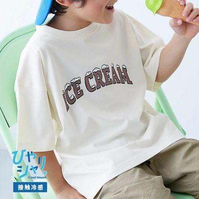 日本 devirock - 接觸涼感 落肩廓形短袖T恤-ICE CREAM-白