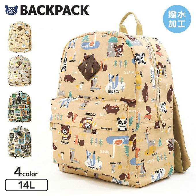 日本 ZOOLAND - [潑水加工]童趣大容量減壓上學背包-恐龍標語-白x綠 (35x27x14cm)