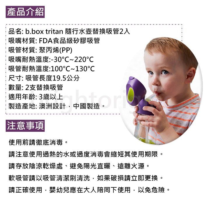 澳洲 b.box - Tritan隨行水壺替換吸管2入