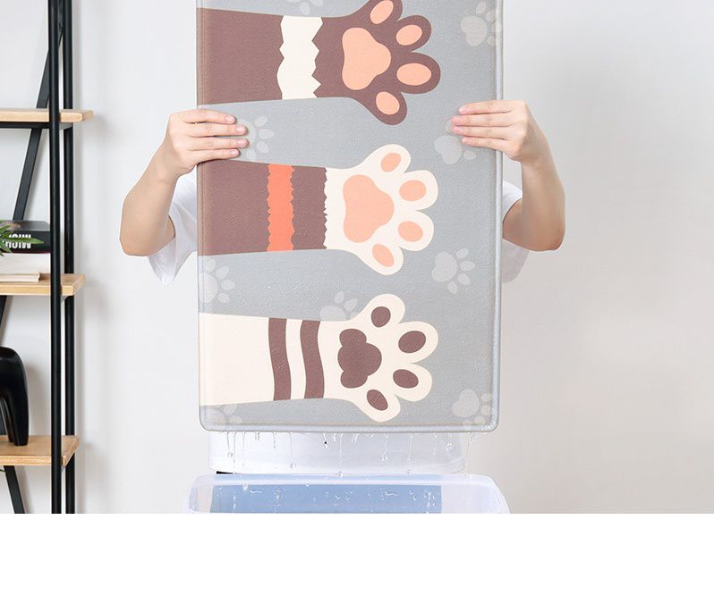 柔軟短絨海綿腳踏墊-萌貓背影