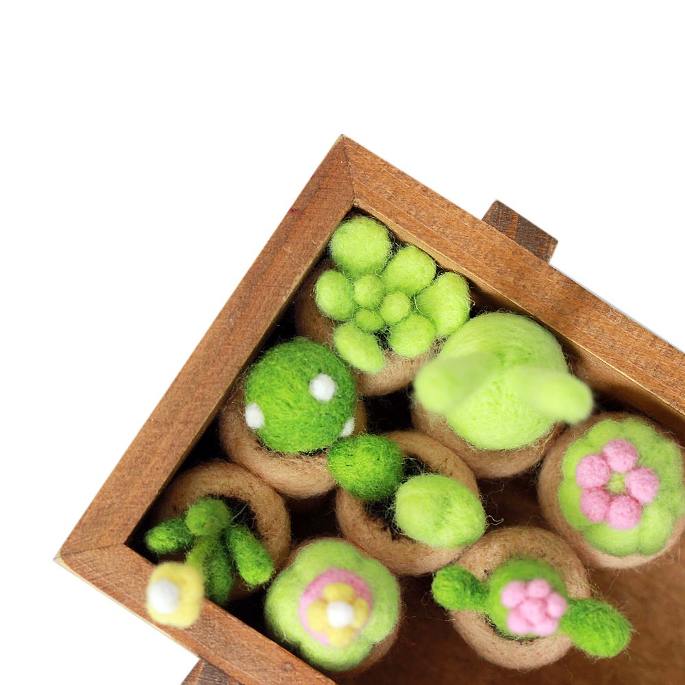 Diy植物造型羊毛氈戳戳樂材料包-仙人球疊疊樂