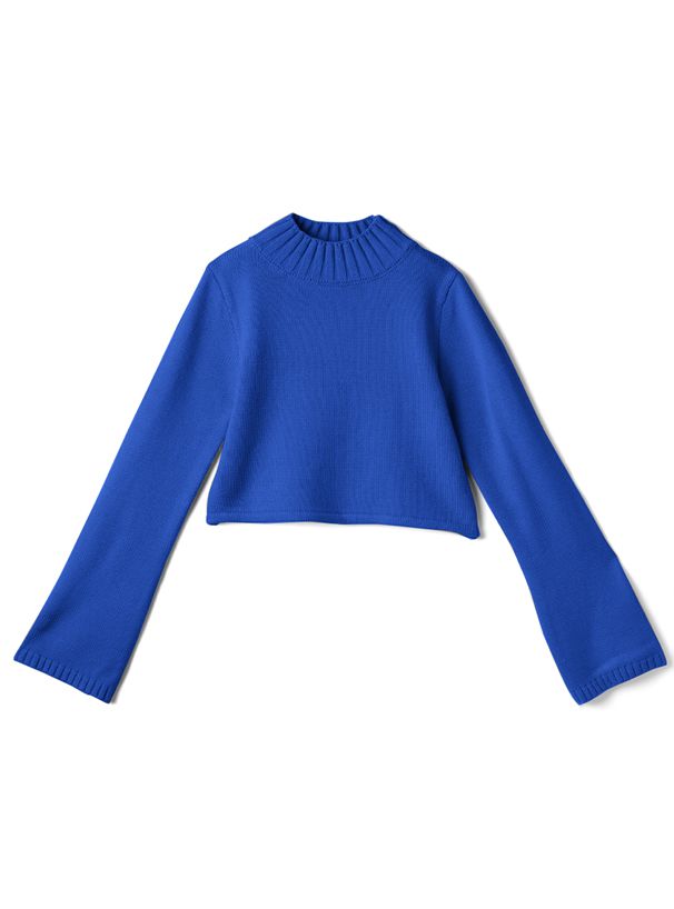 日本 GRL - 微喇叭寬袖針織短版毛衣-暖紅