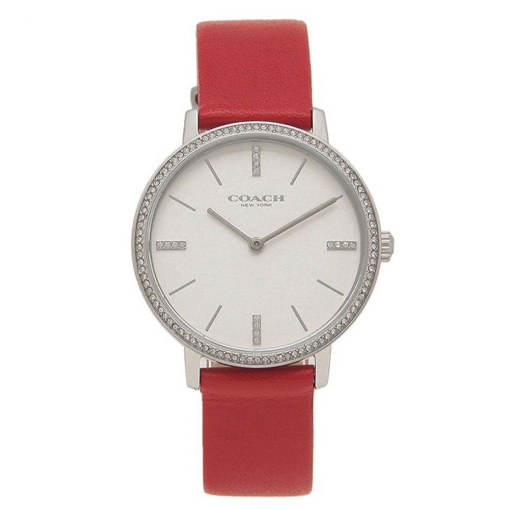 簡約皮革錶帶手錶 (紅)