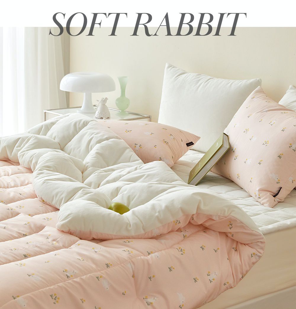 韓國 Maatila - 可水洗超細纖維桃皮感棉被(冬被)-粉紅小兔