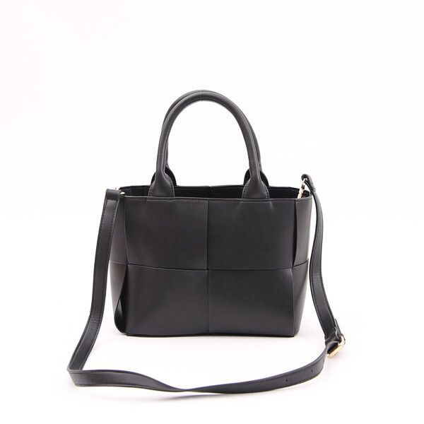 日本 COOCO - 2way方格拼接造型手提包/側背包(附內袋)-白 (38x30x13cm)