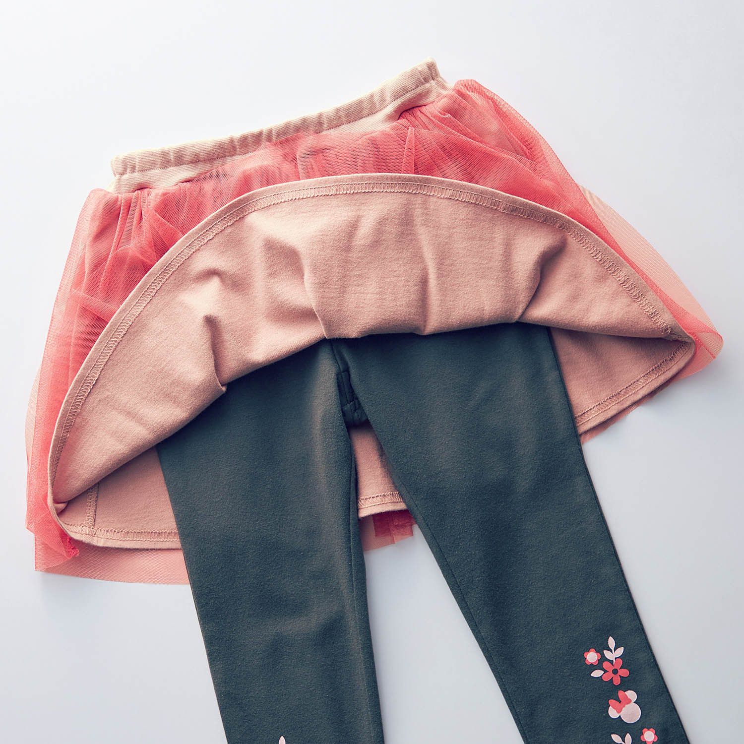 日本千趣會 - 聯名款 薄紗拼接印花內搭褲裙-粉紅