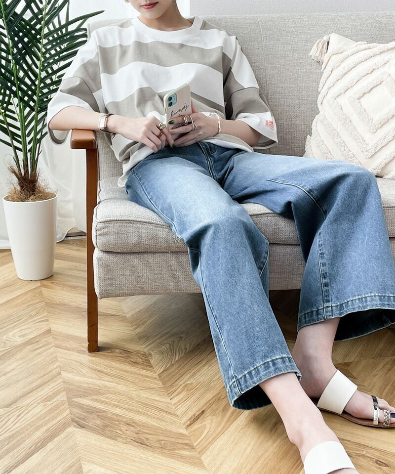 日本 Classical Elf - 熱銷必收！純棉厚磅顯瘦美腳寬褲-海軍藍