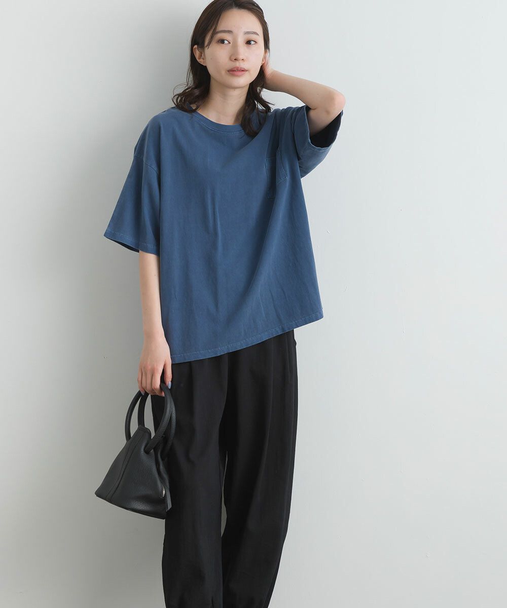 日本女裝代購 - 舒適落肩小口袋五分袖上衣-奶茶棕