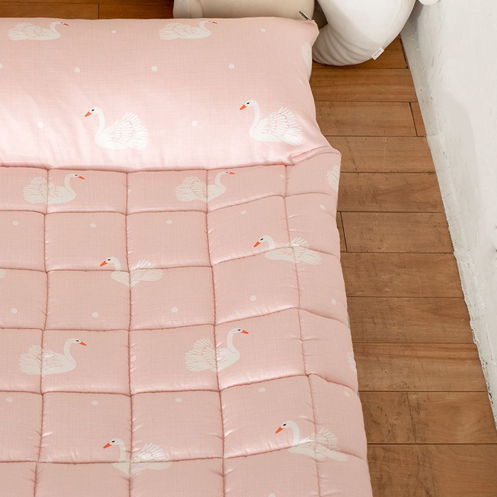 韓國 Formongde - 莫代爾5cm厚墊雙面用睡袋/寢具(附收納袋)-*此花色售完不補-粉紅天鵝