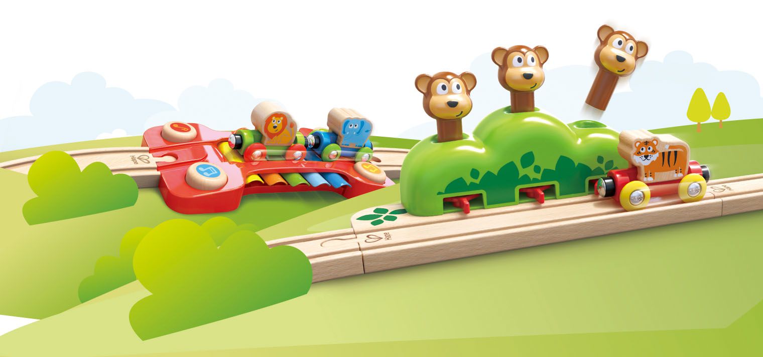 德國 Hape - 音樂跳跳猴軌道玩具(19件組)