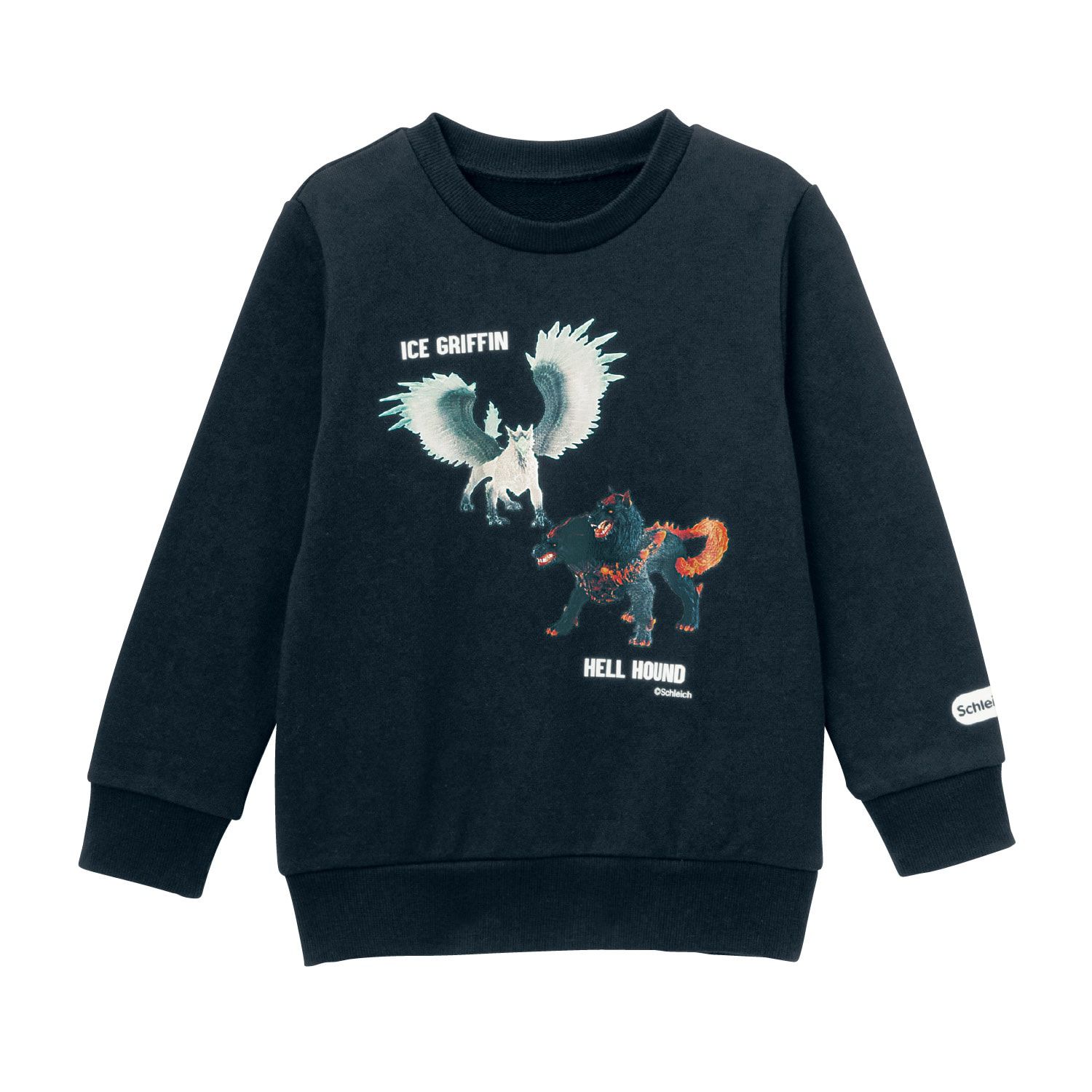 日本千趣會 - Schleich系列 圓領印花刷毛長袖上衣-魔獸大集合-深藍