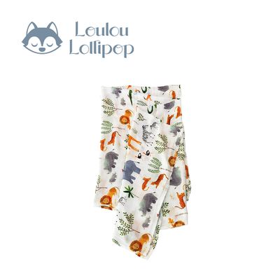 Loulou Lollipop - 竹纖維透氣包巾 - 主題款-動物叢林 (120x120cm)
