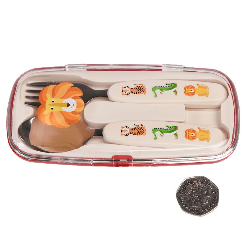 英國 Rex London - 幼兒/兒童餐具2入組(附收納盒)-動物樂園