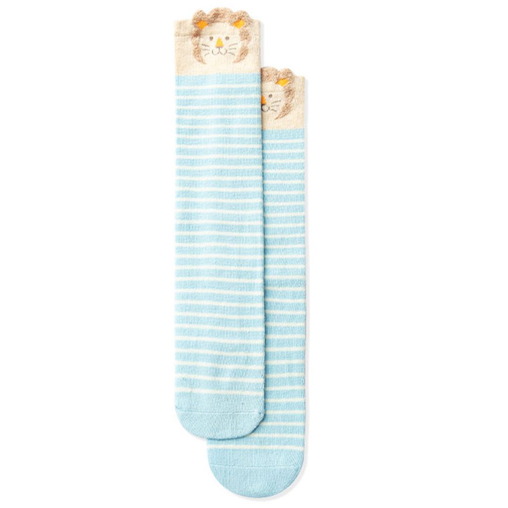 兒童長筒動物造型襪-藍白條紋獅子 (ONE SIZE (建議腳長16-21cm))