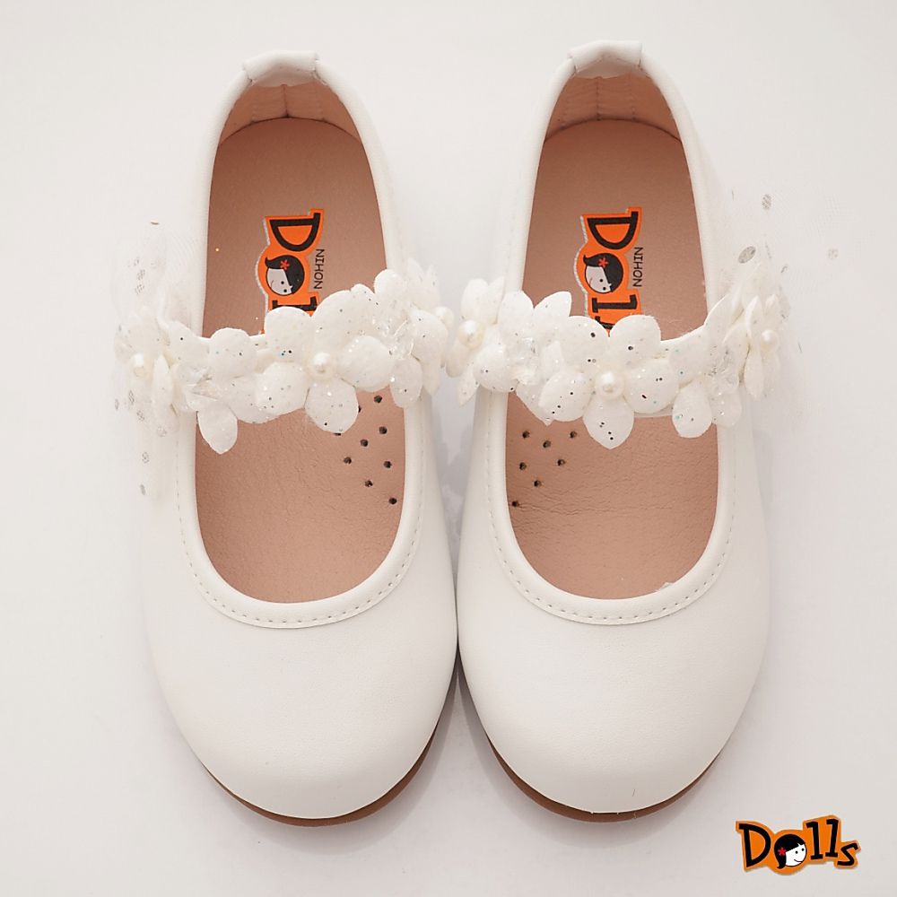 台灣製蕾絲花朵公主鞋(中小童段)-公主鞋-白