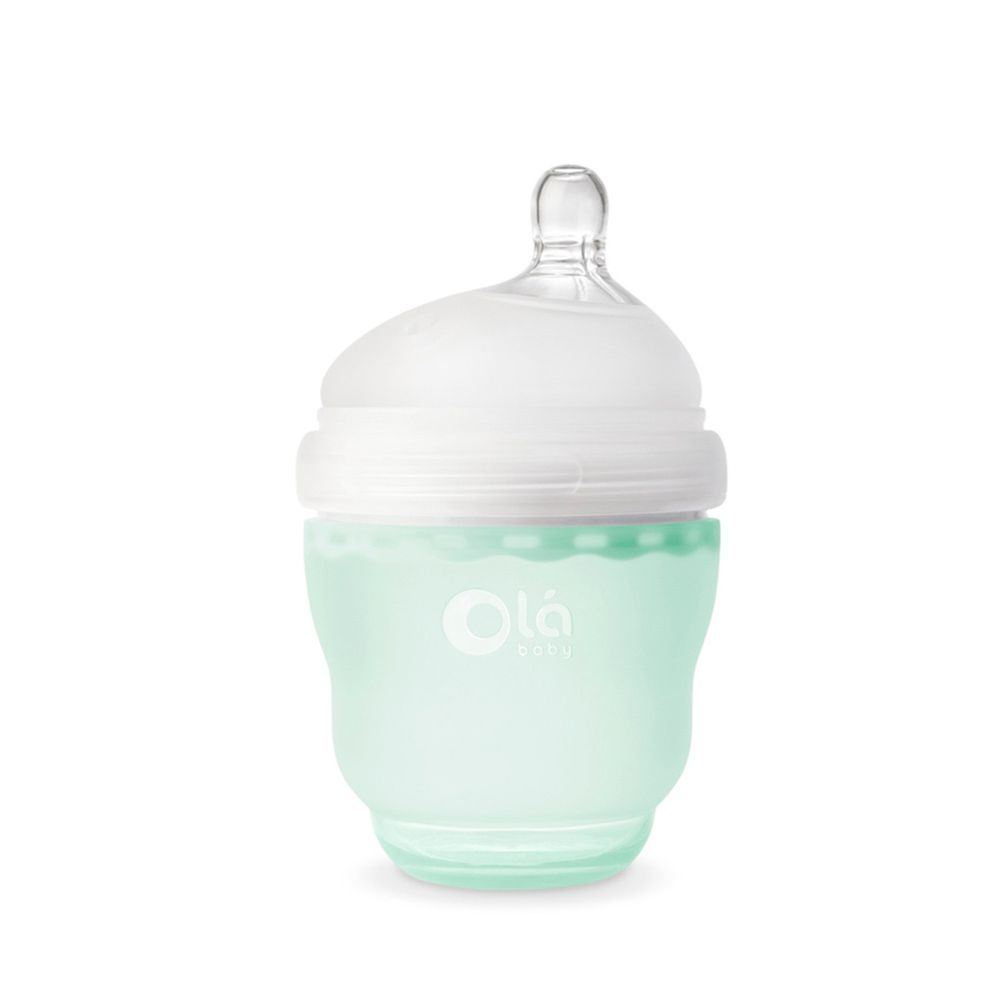 美國 Olababy - 親密乳感寬口矽膠奶瓶-薄荷綠-120ml