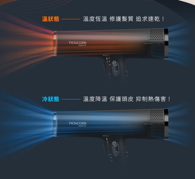 日本 TESCOM - 專業級負離子吹風機 TD880ATW-霧黑色