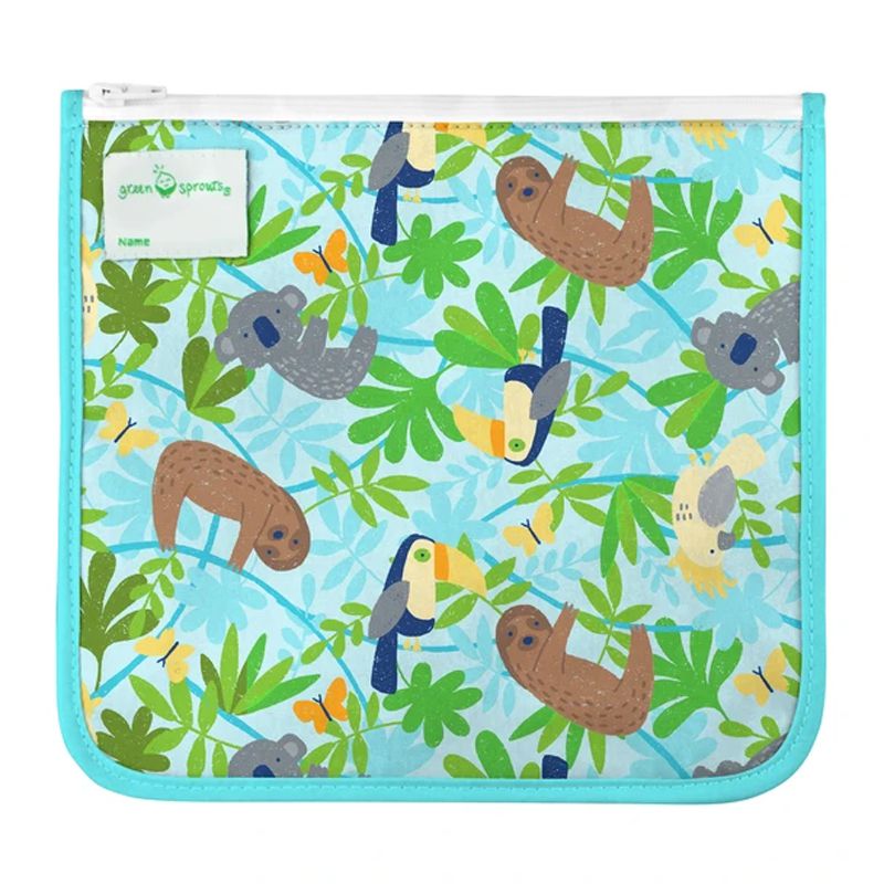 美國 green sprouts - 小綠芽可攜式、具保溫功能食物袋/零食袋與/三明治袋/小物收納袋 (可放三明治/食物/固齒器/奶嘴) 兩入組-羊駝寶寶