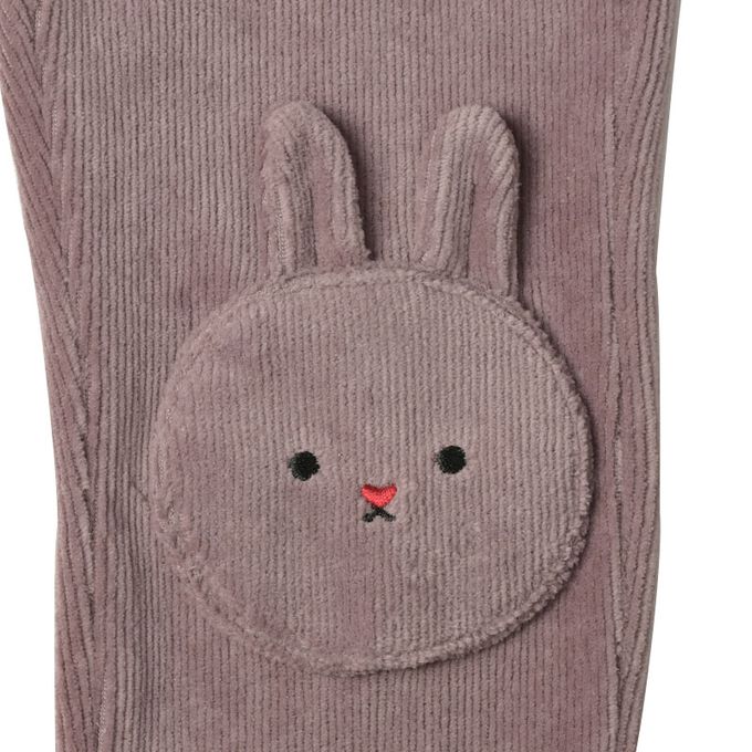 akachan honpo - 10分燈心絨褲-膝蓋圖案-灰色