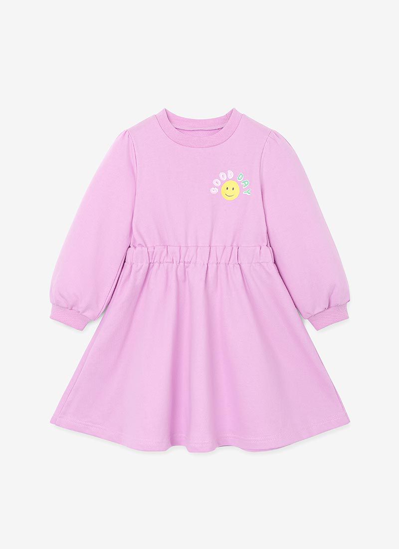 韓國 OZKIZ - 好日子笑臉長袖縮腰洋裝