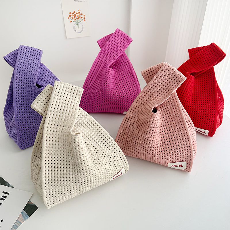 簍空休閒針織手拿包/手提包-草綠色 (20x35cm)