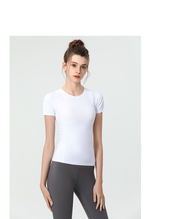 S~4XL圓領緊身運動短袖上衣-灰色