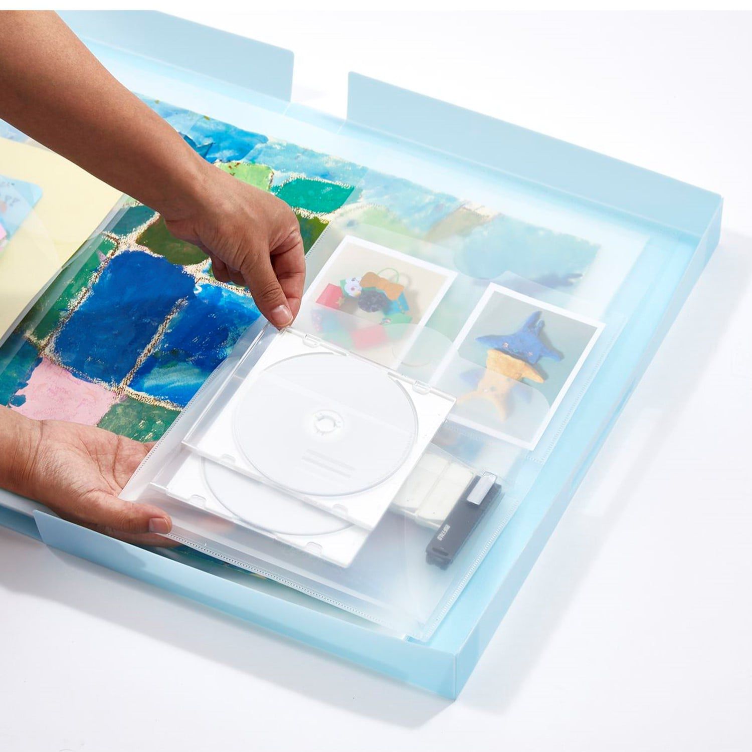 日本千趣會 - [熱銷更新版]美勞作品收納盒(附提把)-白 (45×29.5×4.5cm)