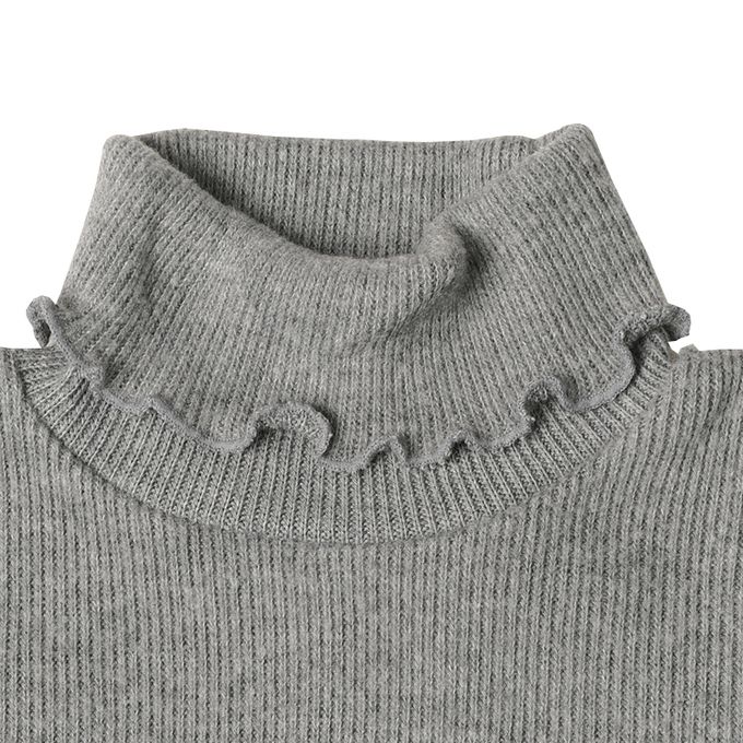 akachan honpo - 高領下擺蝴蝶結T恤-灰色