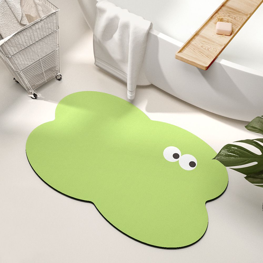 科技絨速乾防滑腳踏墊-震驚小綠花-綠色