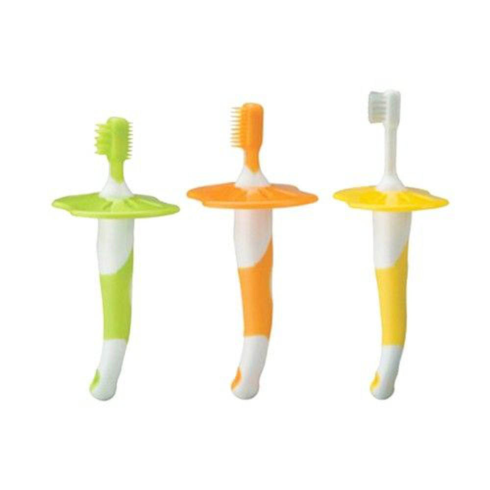 日本 Combi - 三階段嬰兒刷牙訓練器-第一階段牙刷x1+第二階段牙刷x1+第三階段牙刷x1+保護檔片x1