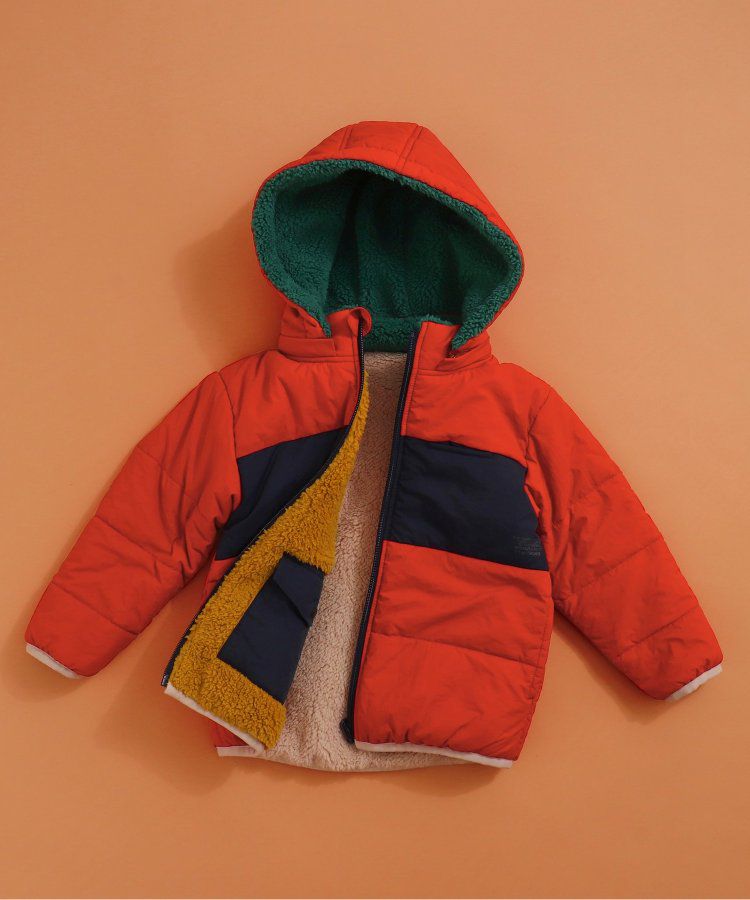 日本 BREEZE - [雙面穿]絨毛鋪棉繽紛保暖外套-黑系&迷彩