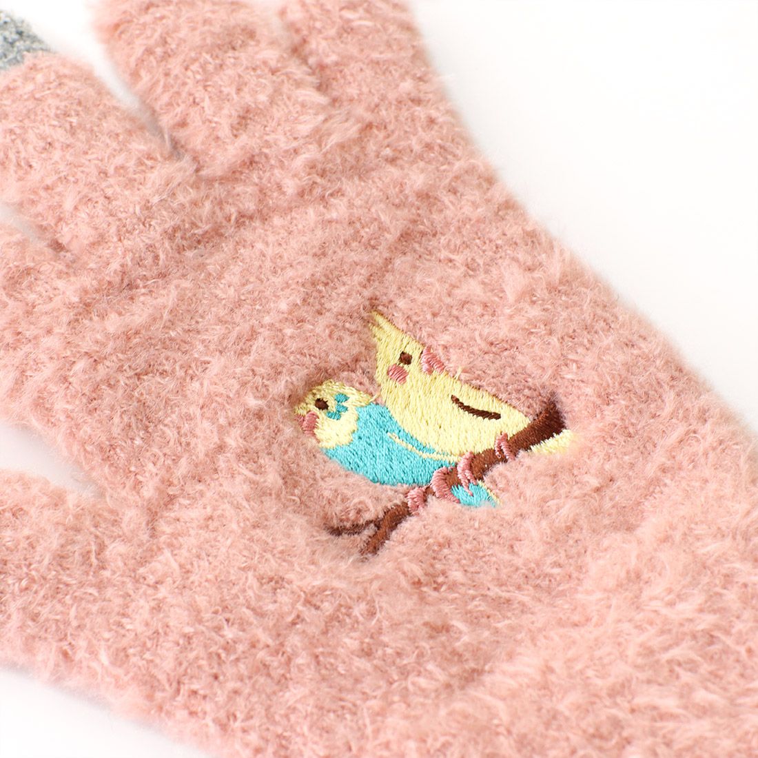 日本 TOMO - 大人可觸控短絨保暖手套-企鵝-米白