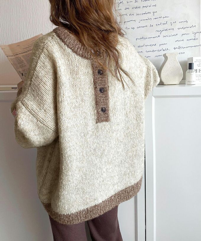 日本 Classical Elf - Java 前後穿2Way粗編針織上衣-摩卡