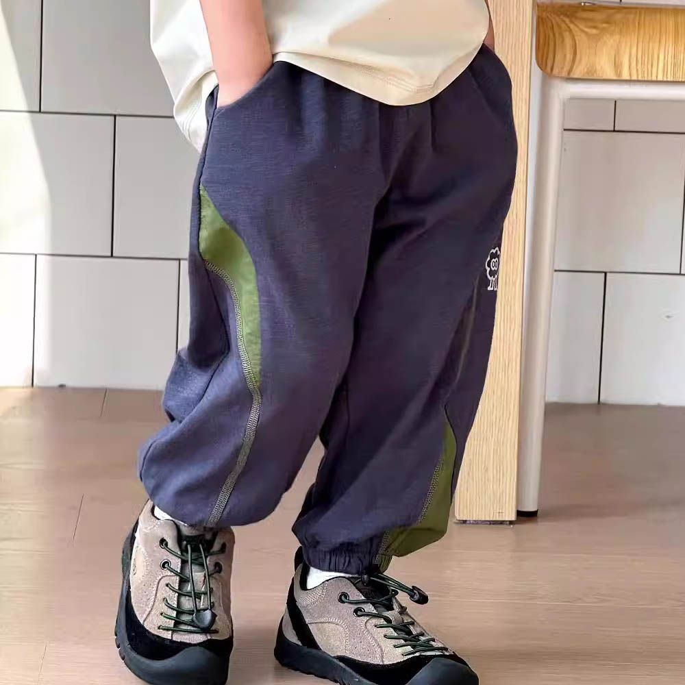 純棉輕薄透氣拼色防蚊褲-小毛球怪獸-深灰