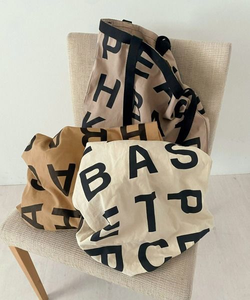 日本 Bou Jeloud - 大容量簡約字母肩背/手提托特袋-咖啡