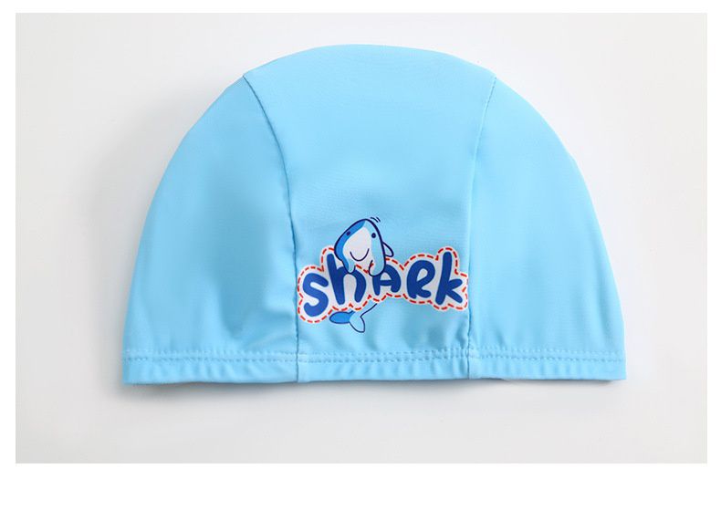 男寶童趣卡通圖短袖泳衣套裝(三件組)-潛水鯊魚-藍色-泳帽、泳衣、泳褲
