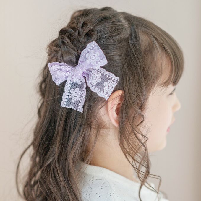 日本 Catherine Cottage - 夢幻蕾絲刺繡蝴蝶夾髮夾(2入組)-粉紅