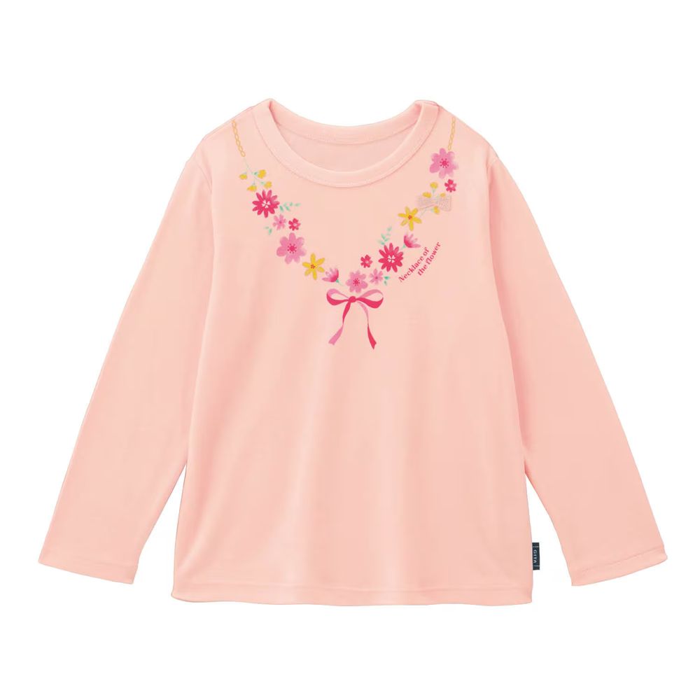 GITA 100%棉女孩印花長袖上衣-小花-粉紅