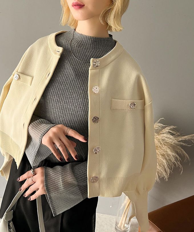 日本 Classical Elf - 風格金屬扣時尚短版開襟外套-黑