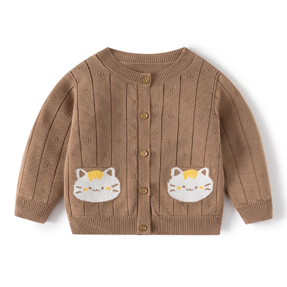 輕薄透氣小外套-小貓咪-棕色