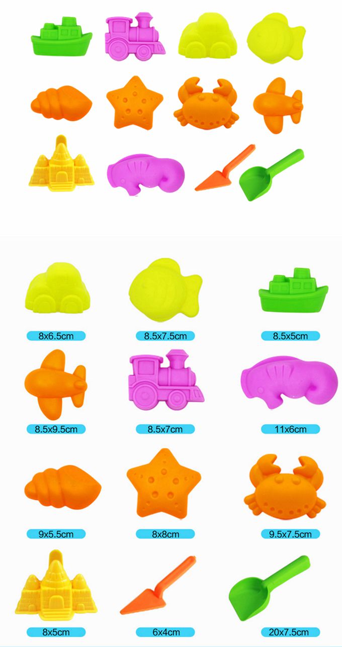 TUMBLING SAND 翻滾動力沙 - 5公斤豪華升級組-5kg沙(原色)+充氣沙盤+收納箱(顏色隨機)+4件城堡模型組+12件海灘模具組