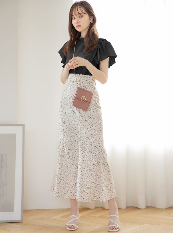 日本 GRL - 絕美後綁帶荷葉袖上衣-星塵粉