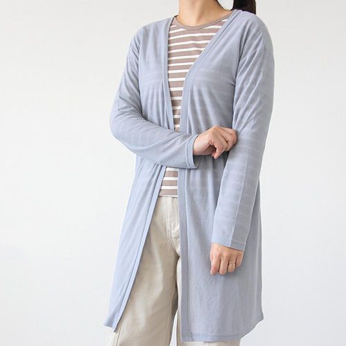 日本涼感服飾 - 夏日人氣 抗UV輕薄防曬外套-長版-灰藍